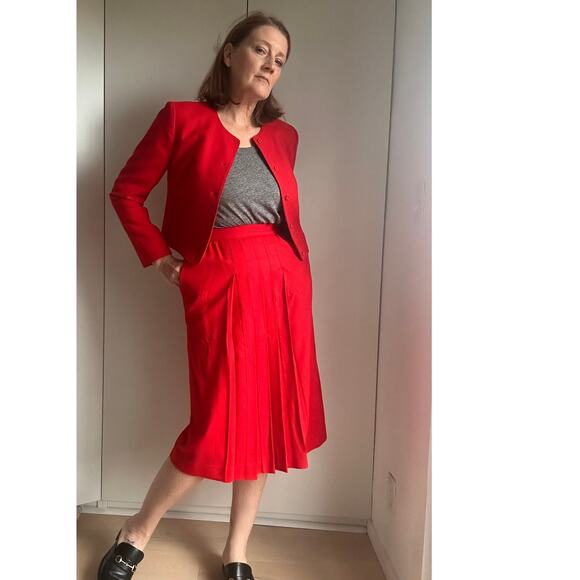 Vintage Pendleton Womens Wool Suit Skirt Set Red Size Small Ladylike Looks - Picture 6 of 11